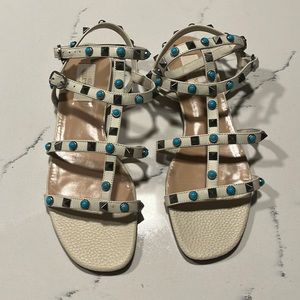 Valentino Rockstud Cabochon Leather Flat Sandals - 39 - Authentic